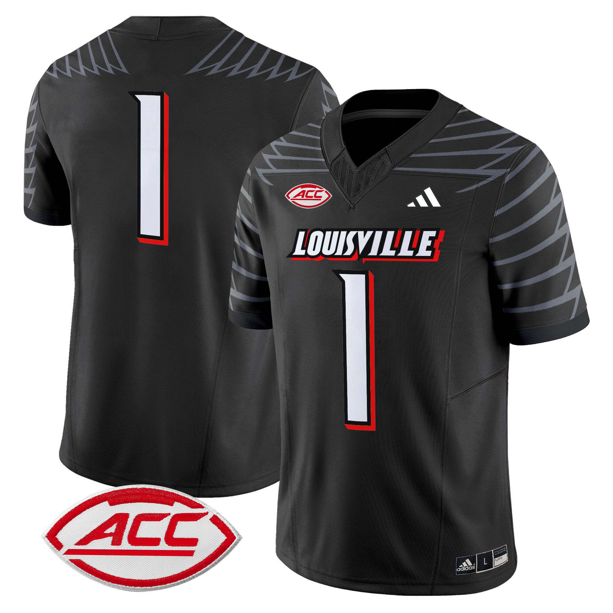 Men Louisville Cardinals #1 No Name Black 2024 Vapor Limited NCAA Jersey style 1